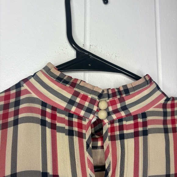 Vintage Juicy Couture High Seas Plaid Top Blouse Silk Y2K Preppy Girly Pleated 4 - Picture 8 of 11